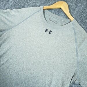 Under Armour Shirt Mens XL Gray Performance Stretch Loose Heatgear Logo #AB498‎